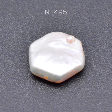 高品質淡水パールビーズ No.17 六角形 天然素材【1ヶ】