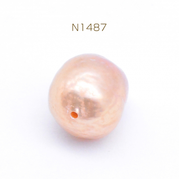 高品質淡水パールビーズ No.19 ラウンド 天然素材 オレンジ【1ヶ】