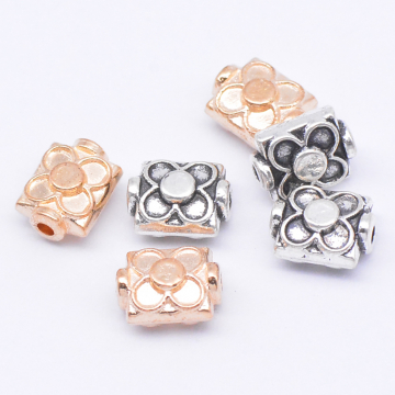 メタルビーズ デザイン 花模様 6×8mm【約40g(約52ヶ)】
