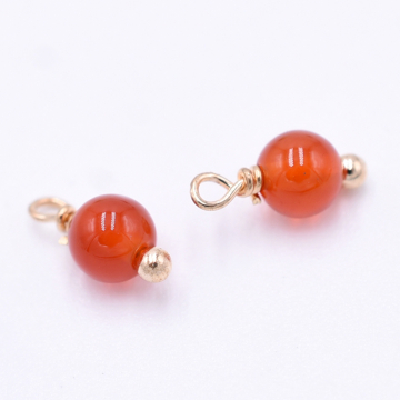 高品質天然石チャーム レッドアゲート 丸玉 4mm 1カン【4ヶ】