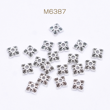 花座 リーフキャップ 四つ葉 6×6mm アンティークシルバー【50ヶ】