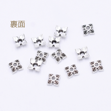 花座 リーフキャップ 四つ葉 6×6mm アンティークシルバー【50ヶ】