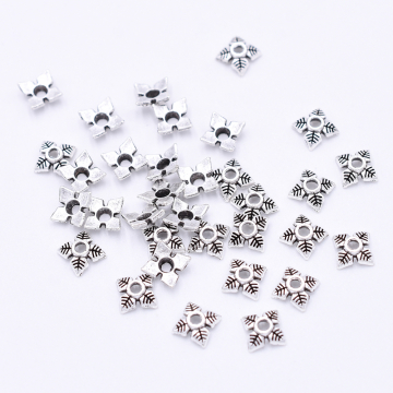 花座 リーフキャップ 四つ葉 6×6mm アンティークシルバー【50ヶ】