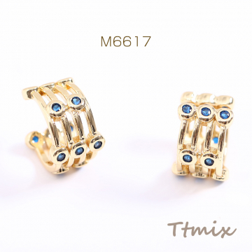 高品質ジルコニアイヤーカフ 4連 スリット入 6.5×12mm 片耳用 ゴールド【1ヶ】