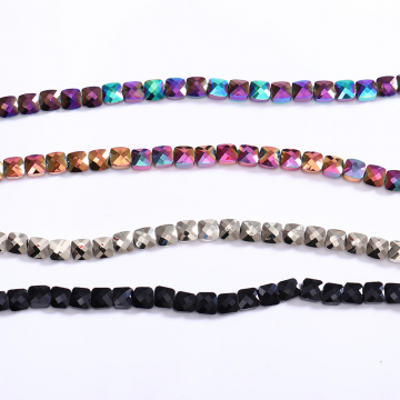 メッキガラスビーズ スクエアカット 6.5×6.5mm