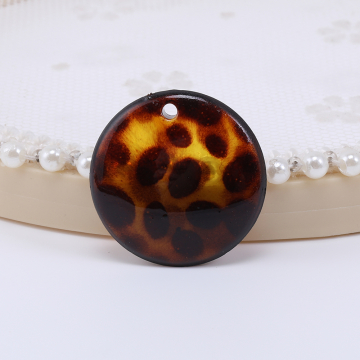 アクリルチャーム 丸型 1穴 26mm レオパート柄【6ヶ】