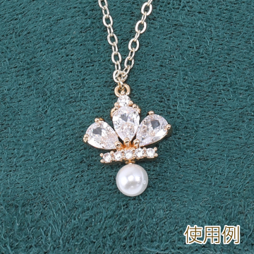 高品質ジルコニアチャーム 王冠 1カン 芯立付き 13.5×16mm ゴールド【2ヶ】