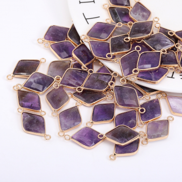 天然石コネクターチャーム 菱形 15×30mm ゴールド【1ヶ】