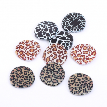 アクリルビーズ レオパート柄 不規則丸型 36×37mm【10ヶ】