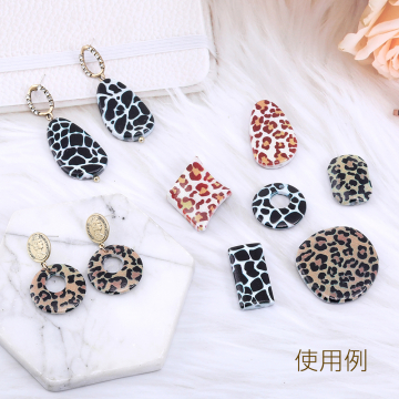 アクリルチャーム レオパート柄 抜き正円 1穴 4×24mm【10ヶ】
