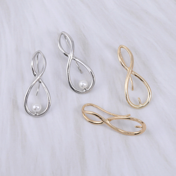 フックピアス金具 8字型 芯立付き 11×28mm【2ヶ】
