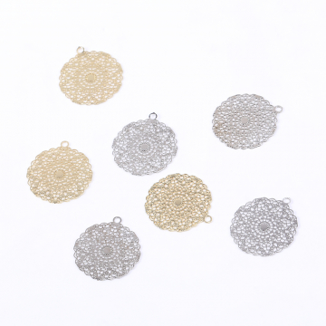 透かしパーツ 丸28 カン付き 12×13mm【10ヶ】