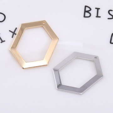 高品質フレームチャーム 六角形 1穴 20×27mm【10ヶ】