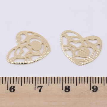高品質透かしパーツ ハート 16×16mm ゴールド【10ヶ】