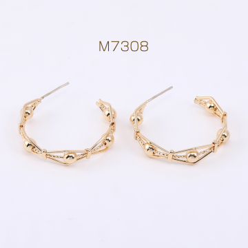 デザインピアス フープ 6×28mm ゴールド（2ヶ）