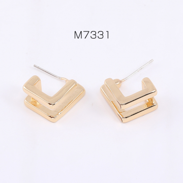 デザインピアス 2連スクエアフープ 8×14mm ゴールド（2ヶ）