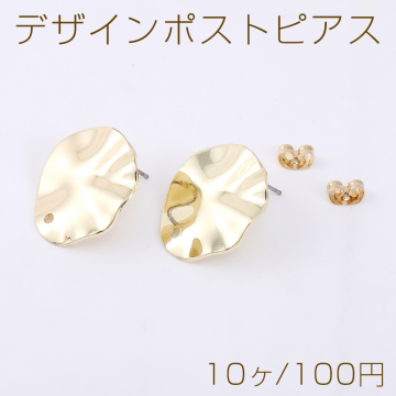 デザインポストピアス 花びら 1穴 20×23mm ゴールド（10ヶ）