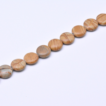 天然石ビーズ オレンジジャスパー コイン型 1連(約34ヶ）