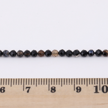 高品質天然石ビーズ ブラックオニクス ラウンドカット 3mm 1連(約135ヶ)