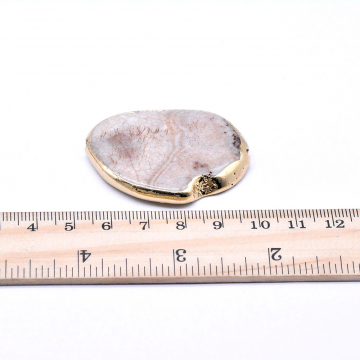 天然石ビーズ　メノウ　枠付き　不規則形　ゴールド (1ヶ)