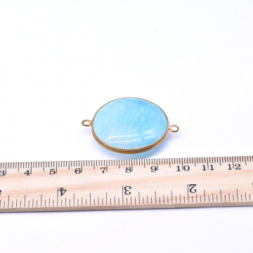 天然石ビーズ　メノウ　枠付き　２カン付き ゴールド(1ヶ)