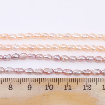 最安値挑戦中！淡水パールビーズ 不規則オーバル 天然素材 4×5mm 1連(約80ヶ)