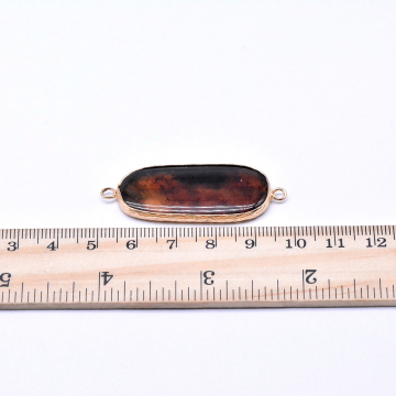 天然石フレームコネクターチャーム レッドタイガーアイ オーバル 2カン ゴールド （1ヶ）