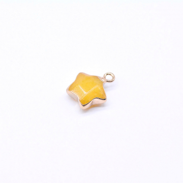 天然石チャーム イエローアゲート 星型 1カン 13×15mm ゴールド （1ヶ）