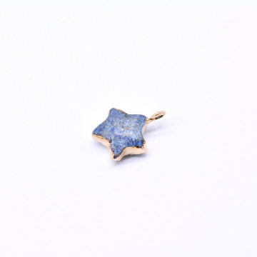 天然石チャーム ラピスラズリ 星型 1カン 12×15mm ゴールド （1ヶ）