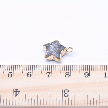 天然石チャーム グレーアゲート 星型 1カン 13×16mm ゴールド （1ヶ）