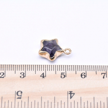 天然石チャーム グレージェイド 星型 1カン 13×16mm ゴールド （1ヶ）