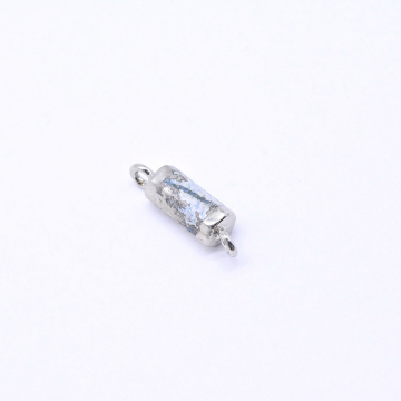 天然石コネクターチャーム ハウライト 円柱型 2カン 6×20mm ロジウム （1ヶ）