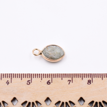 天然石チャーム １カンつき 楕円形カット 17x10mm 全6色 ゴールド（1ヶ）