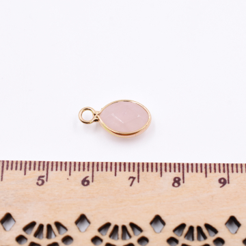 天然石チャーム １カンつき 楕円形カット 17x10mm 全6色 ゴールド（1ヶ）