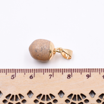 天然石ペンダントトップ １カンつき  楕円形 18x12mm 全2色 ゴールド（1ヶ）