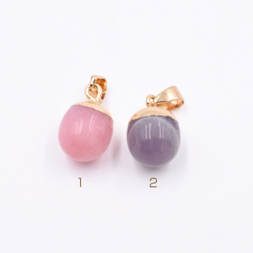 天然石ペンダントトップ １カンつき  楕円形 18x12mm 全2色 ゴールド（1ヶ）