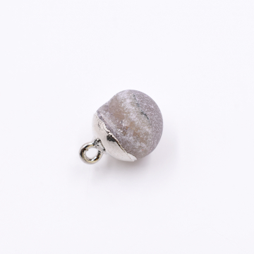 天然石チャーム １カンつき 不規則型 グレー 20x15mm ロジウム（1ヶ）