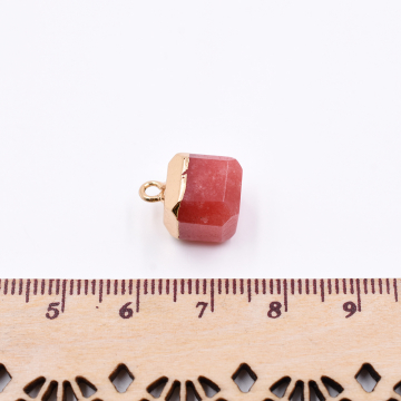天然石チャーム １カンつき 四角形カット 14x11mm 全6色 ゴールド（1ヶ）