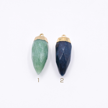 天然石チャーム 弾丸カット  1カン 全2色 33x12mm ゴールド (1ヶ）