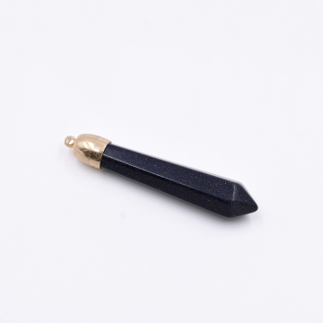 天然石チャーム ダイヤモンド型カット  1カン ブラック 59x11mm ゴールド (1ヶ）