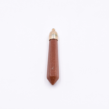 天然石チャーム ダイヤモンド型カット  1カン ブラウン 57x11mm ゴールド (1ヶ）