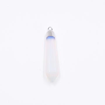 天然石チャーム ダイヤモンド型カット  1カン アイボリー 56x12mm ロジウム (1ヶ）
