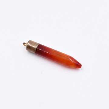天然石チャーム 弾丸型  1カン オレンジ  59x10mm ゴールド (1ヶ）