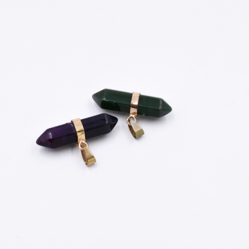 天然石ペンダントトップ  弾丸カット  1カン 全2色 34x14mm ゴールド (1ヶ）