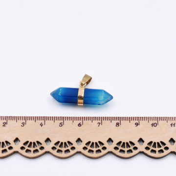 天然石ペンダントトップ  弾丸カット  1カン 全2色 34x14mm ゴールド (1ヶ）