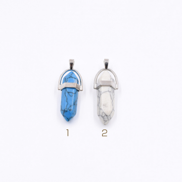 天然石チャーム 弾丸型カット  1カン 全2色 35x13mm ロジウム (1ヶ）