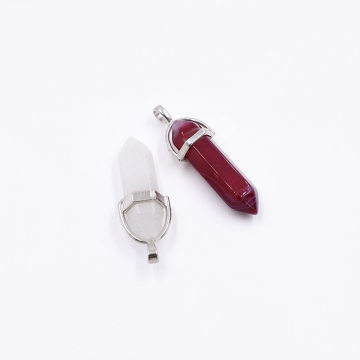 天然石チャーム 弾丸型カット  1カン 全2色 40x13mm ロジウム (1ヶ）