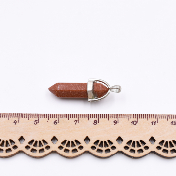 天然石チャーム 弾丸型カット  1カン 全2色 40x13mm ロジウム (1ヶ）
