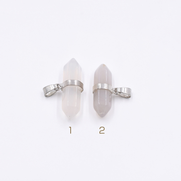 天然石ペンダントトップ  弾丸カット  1カン 全2色 34x15mm ロジウム (1ヶ）