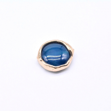 天然石ビーズ　メノウ　枠付き ラウンド 16×18mm ゴールド （1ヶ）
